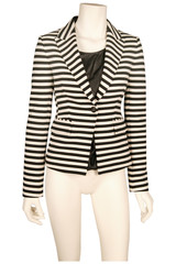 Womans bust with clothes in front of a white background