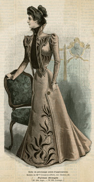 Brown Open Bodice 1899. Date: 1899