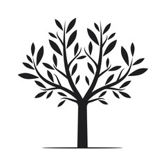 Obraz premium Black Tree with Leaves. Vector Illustration.
