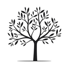 Obraz premium Black Tree with Leaves. Vector Illustration.