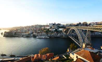 Fototapeta na wymiar Dom luis bridge and Douro river, Portugal.