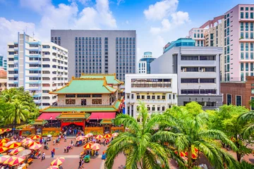 Zelfklevend Fotobehang Singapore cityscape at Kwan Im Thong Hood Cho Temple. © SeanPavonePhoto