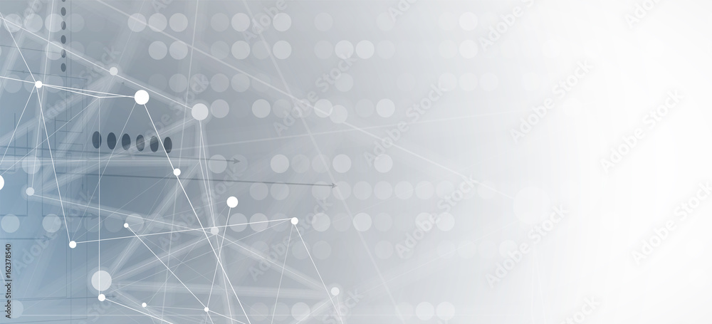Wall mural neural network concept. connected cells with links. high technology process. abstract background