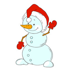 Cute snowman vector character. Merry Christmas. New Year.