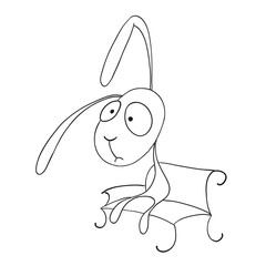 Sad bunny character. Cartoon rabbit vector