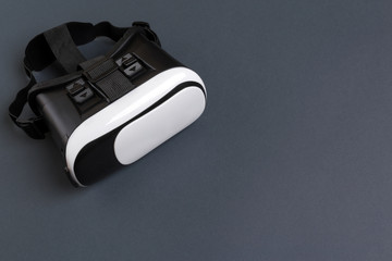 VR Glasses, Virtual Reality Headset, Top View, Isolated on Gray