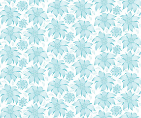Obraz premium Seamless floral pattern. On a white background the blue flowers of edelweiss, water lily, lotus. For greeting cards, invitations, textiles, clothes, wrapping paper, wallpaper, interior design of room.
