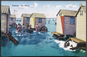 Ostend Bathing Machines. Date: circa 1908