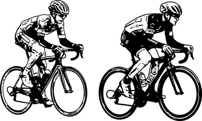 race bicyclists sketch illustration - vector - obrazy, fototapety, plakaty