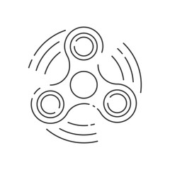 Fidget spinner icon - toy for stress relief and improvement concentration. Drawn with outline thin lines. Isolatied vector illustration.