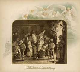 Father Christmas with children. Date: circa 1897