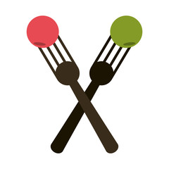 crossed forks with food icon image vector illustration design 
