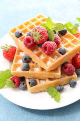 delicious waffle with berries