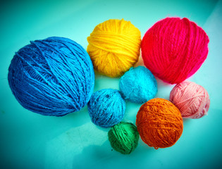 colorful wool yarn balls.wool yarn ball. Colorful threads for needlework