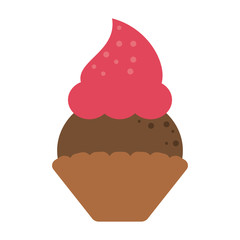 cupcake with frosting icon image vector illustration design 