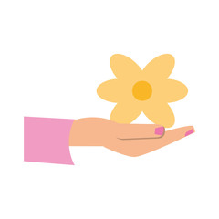 hand holding flower icon image vector illustration design 