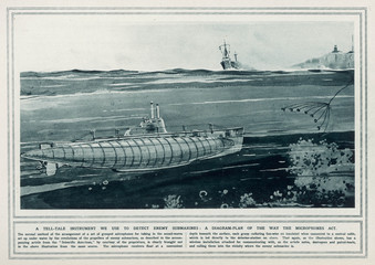 Detecting a Submarine. Date: 1915