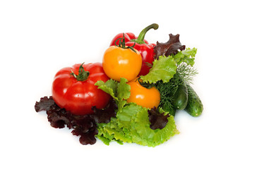 Fresh vegetables isolated on a white background