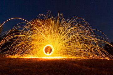 Burning Steel Wool spinning at Mor Hin Khao