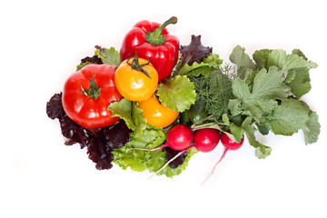 Fresh vegetables isolated on a white background