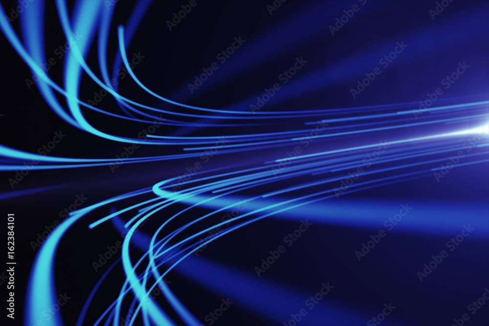 Wall mural abstract background with animation moving of lines for fiber optic network.