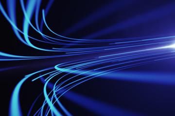 Abstract background with animation moving of lines for fiber optic network.