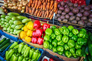 Assortment of fresh vegetables.raw organic vegetables. farmers market. Vegetable stand