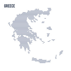 Vector abstract hatched map of Greece with lines isolated on a white background.
