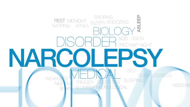 Narcolepsy animated word cloud, text design animation. Kinetic typography.