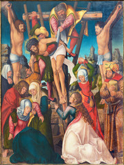 BERLIN, GERMANY, FEBRUARY - 16, 2017: The painting of Deposition of the Cross in church Marienkirche by unknown artist of 16. cent.