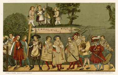 Fototapeta na wymiar German Musicians 1520. Date: 1520
