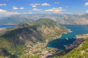 View of the Boka-Kotorska bay in Montenegro