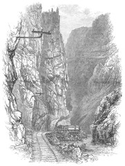 Train in Arkansas Canyon. Date: 1887