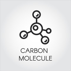 Abstract linear icon of carbon molecule. Chemical structure simplicity outline logo. Vector illustration for scientific, chemistry, physical, educational and other projects