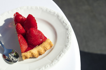 Detail of strawberry cake portion