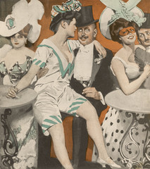 Fototapeta premium Couple at the Berlin Carnival. Date: 1907