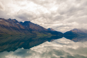 Mountain & reflection lake from view point on the way to Glenorchy, New Zealand