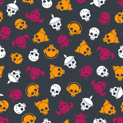 Fototapeta premium Bright seamless pattern with colorful sculls, vector illustration