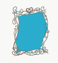 Elegant frame with heart and swirls