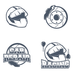 Emblems retro vintage race and super cars