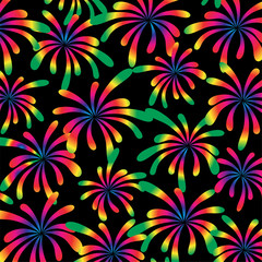 rainbow fireworks on black