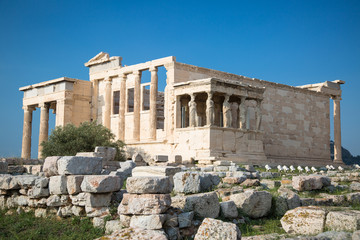 Fototapeta na wymiar Erechtheion with Porch of the Caryatids Acropolis Athens, Greece.