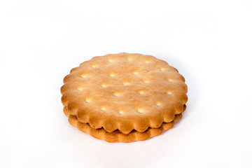 Cream cookie isolated on white background
