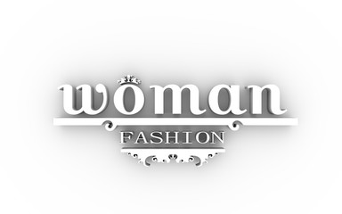 Emblem template with crown. Sign for fashion boutique. 3D rendering