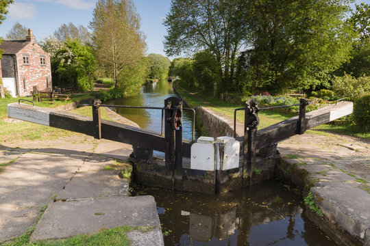 Lock Gates on the Shropshire Union Canal in England