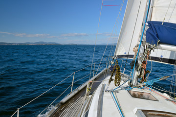 Fototapeta na wymiar sea view from sailing yacht