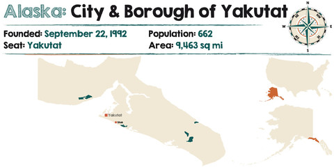 Large and detailed map of City and Borough of Yakutat in Alaska