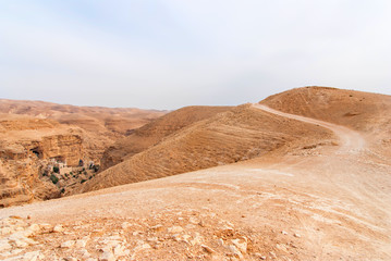 Wadi Qelt in Judean desert around St. George Orthodox Monastery