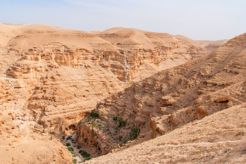 Wadi Qelt in Judean desert around St. George Orthodox Monastery