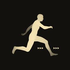3d Running Man. Design for Sport, Business, Science and Technology. Vector Illustration. Human Body.